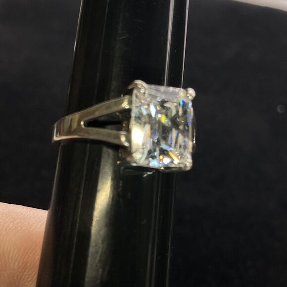 Vintage Sterling Silver Ring And Necklace Set Clear Glass Size 7 Elegant Classic - Picture 2 of 12